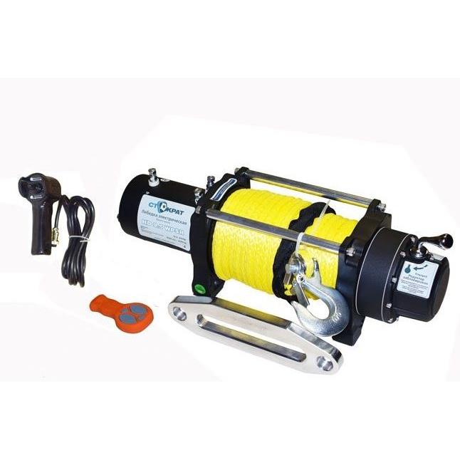 Лебедка электрическая СТОКРАТ HD 9.5 WP, 12V, 6.0 л.с. с синтетическим тросом и радиопультом.